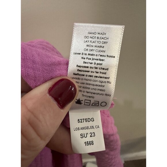 Nation LTD Mindy Peasant Tiered Midi Dress Size Large Gauze Crinkle Pink - Picture 8 of 9